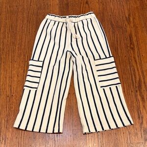 Sfera Girls Striped Piqué Trousers – White/Ecru – Size 5 – European Style
